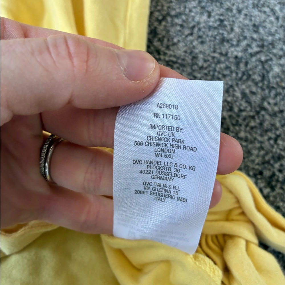 Belle by Kim Gravel Bright Yellow Side Tie Hem Tee, Size Medium - Picture 9 of 15